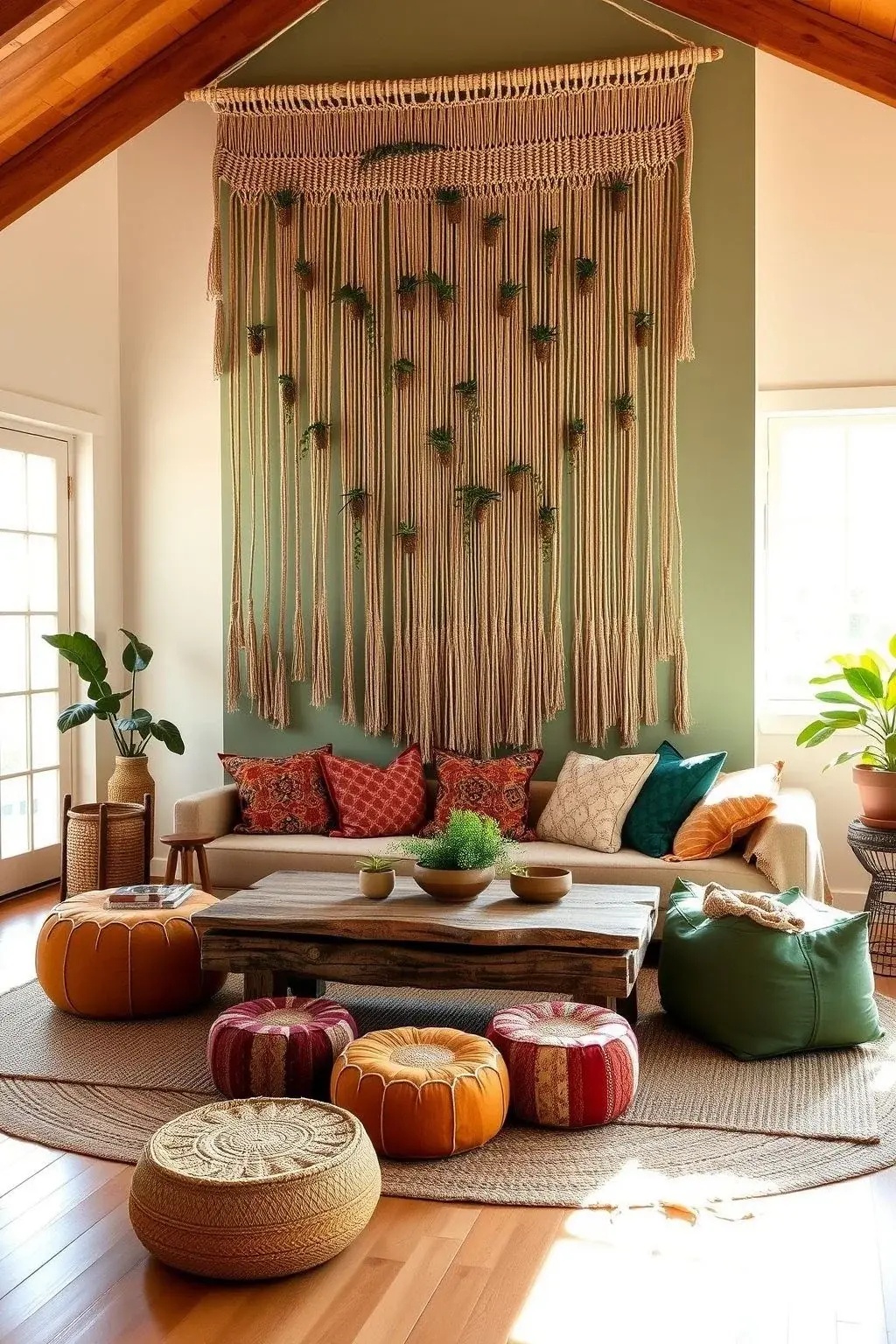 Macramé Garden Party - Why not hang your plants like art? Craft a series of macramé plant hangers in varying lengths to create a whimsical garden party atmosphere. Let trailing plants tumble down in a cascade of green, paired with vibrant yarns or natural fibers to add a touch of bohemian flair. This unconventional approach will have your guests looking up in awe!