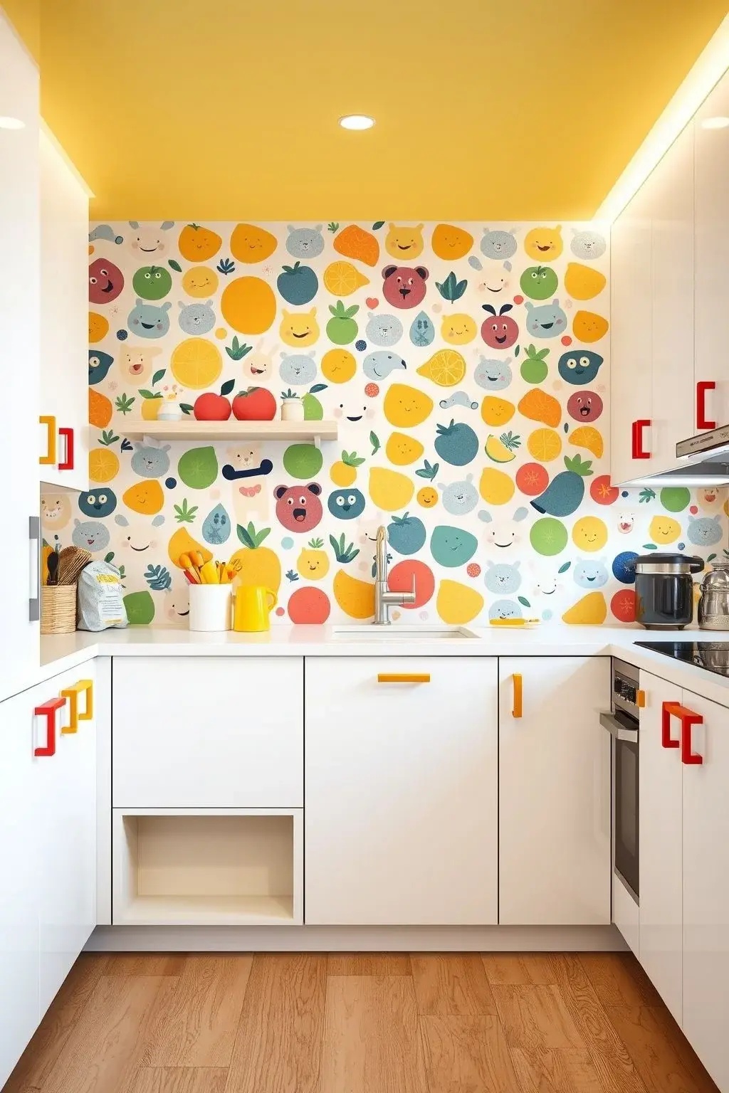 Functional Flair in the Kitchen - Incorporate Muse in Multicolor into your kitchen by applying it to the backs of open shelving or inside cabinetry. This playful touch adds a pop of color and personality to functional spaces, making your kitchen not just a place for cooking, but a canvas for style. The wallpaper creates an inviting, cohesive look that inspires culinary creativity.