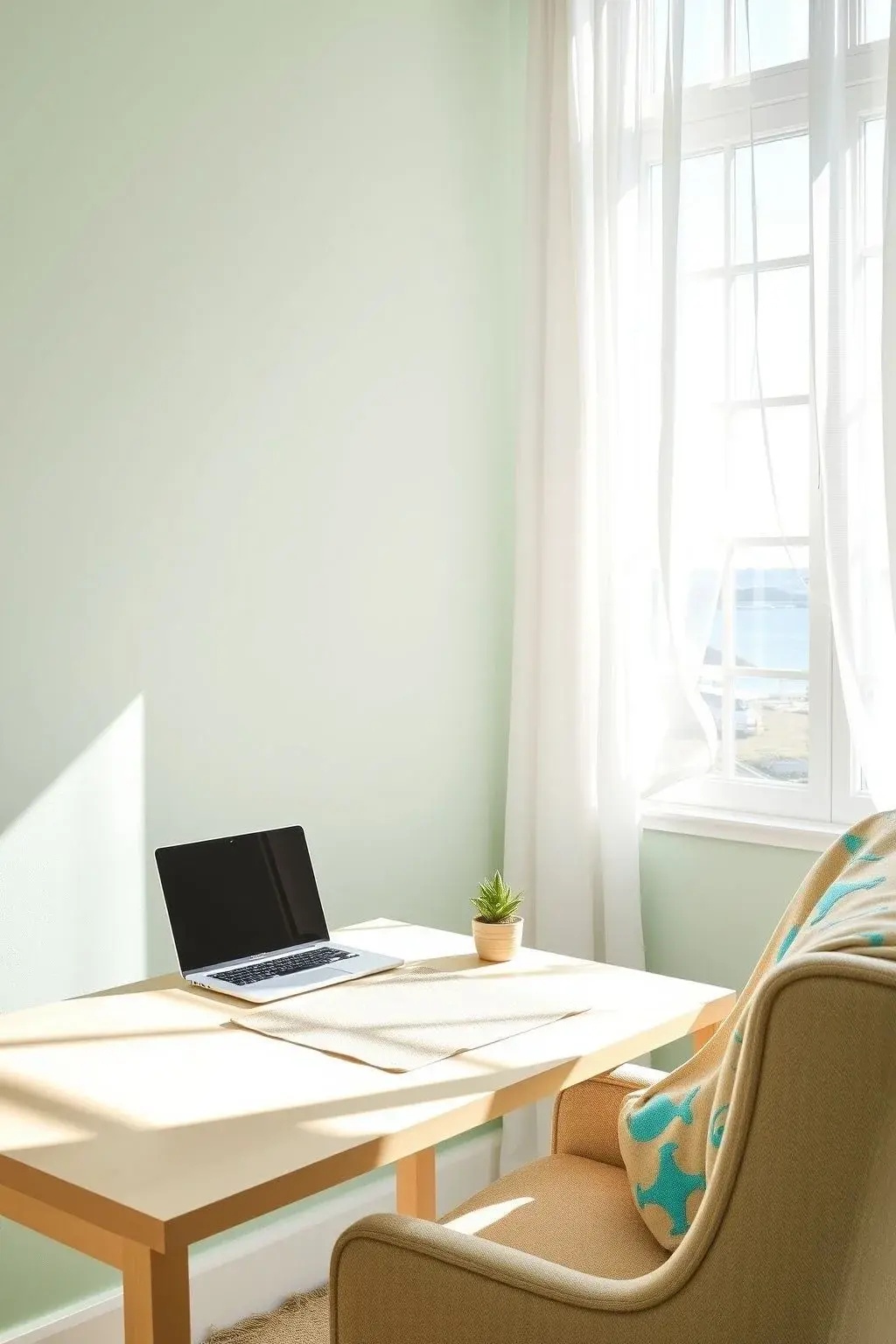 Beach Breeze Textiles - Choose light, airy fabrics for your office textiles—think linen curtains and cotton cushions in soft, ocean-inspired patterns. These materials promote a breezy atmosphere, inviting relaxation while enhancing comfort, and making your workspace feel like a cozy seaside retreat.