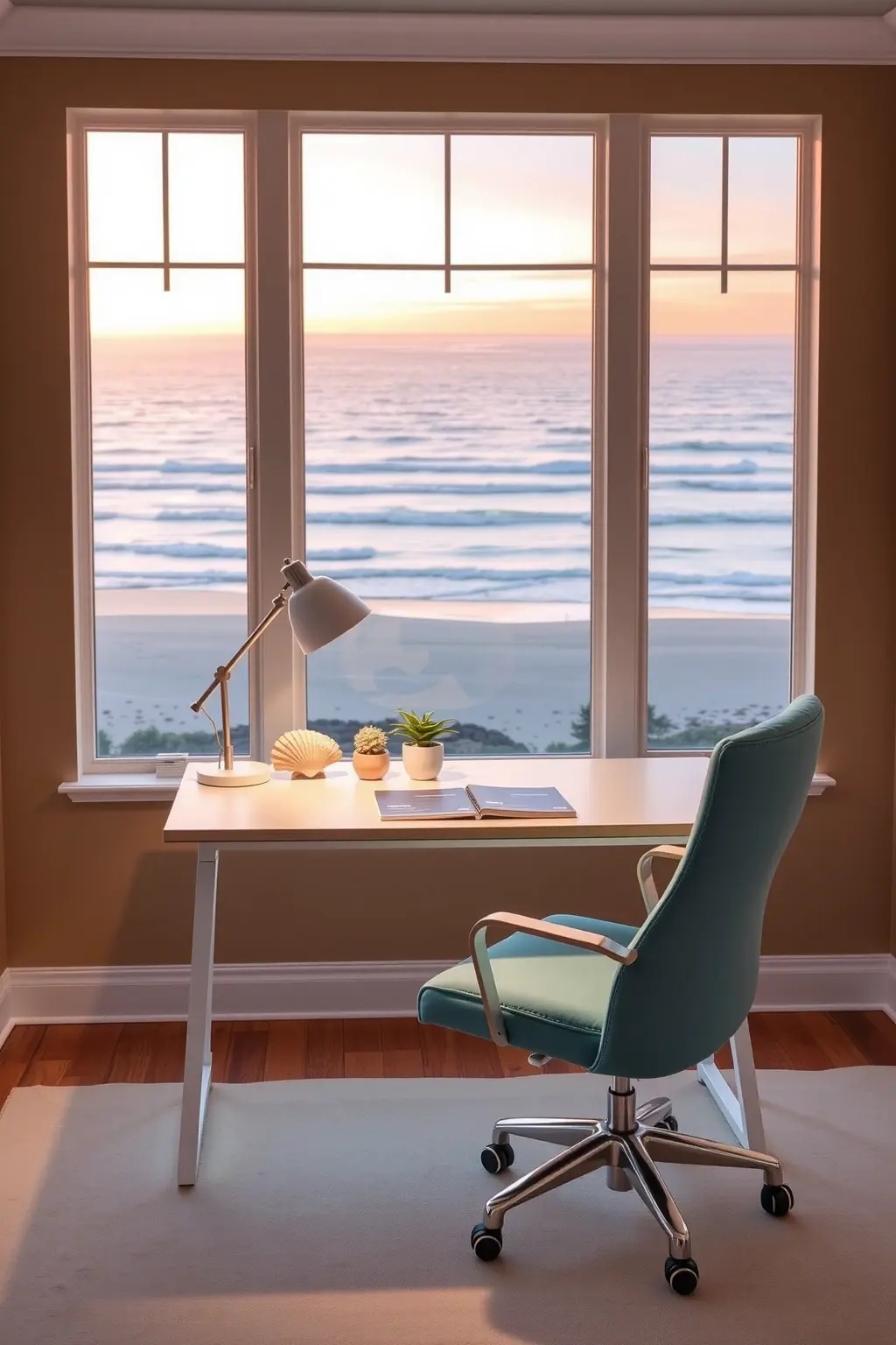 Sunset Glow Lighting - Introduce warm, soft lighting with fixtures that mimic the golden hues of a sunset. Consider lantern-style lamps or string lights to create a cozy, inviting glow as the day fades. This warm ambiance encourages calm reflection and sparks creativity, much like watching the sun dip below the horizon.