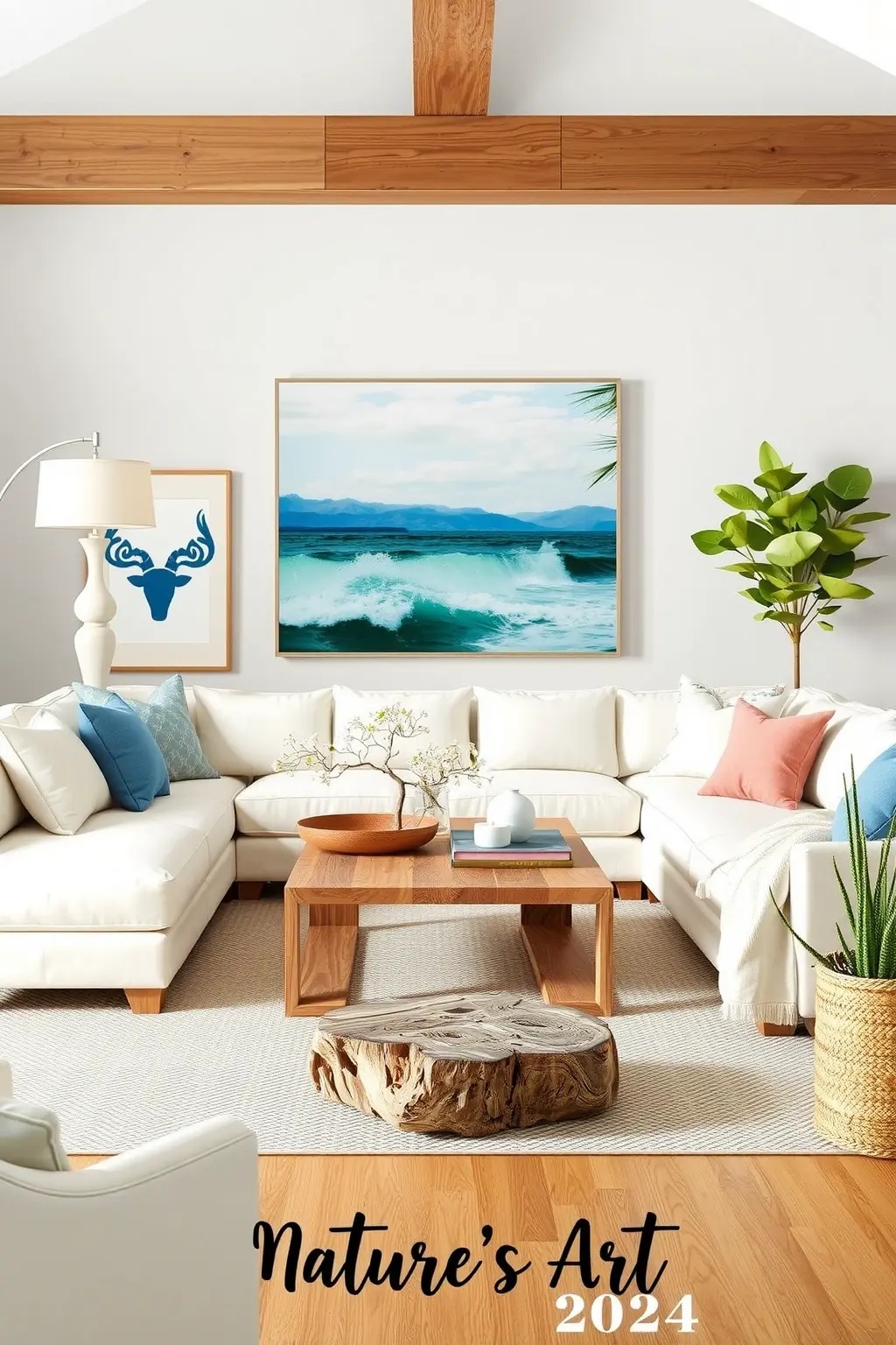 Nature's Art - Enhance your space with artful arrangements of coastal finds, like driftwood or seashells, displayed in clear glass vases. This subtle nod to nature adds a personal touch without clutter.