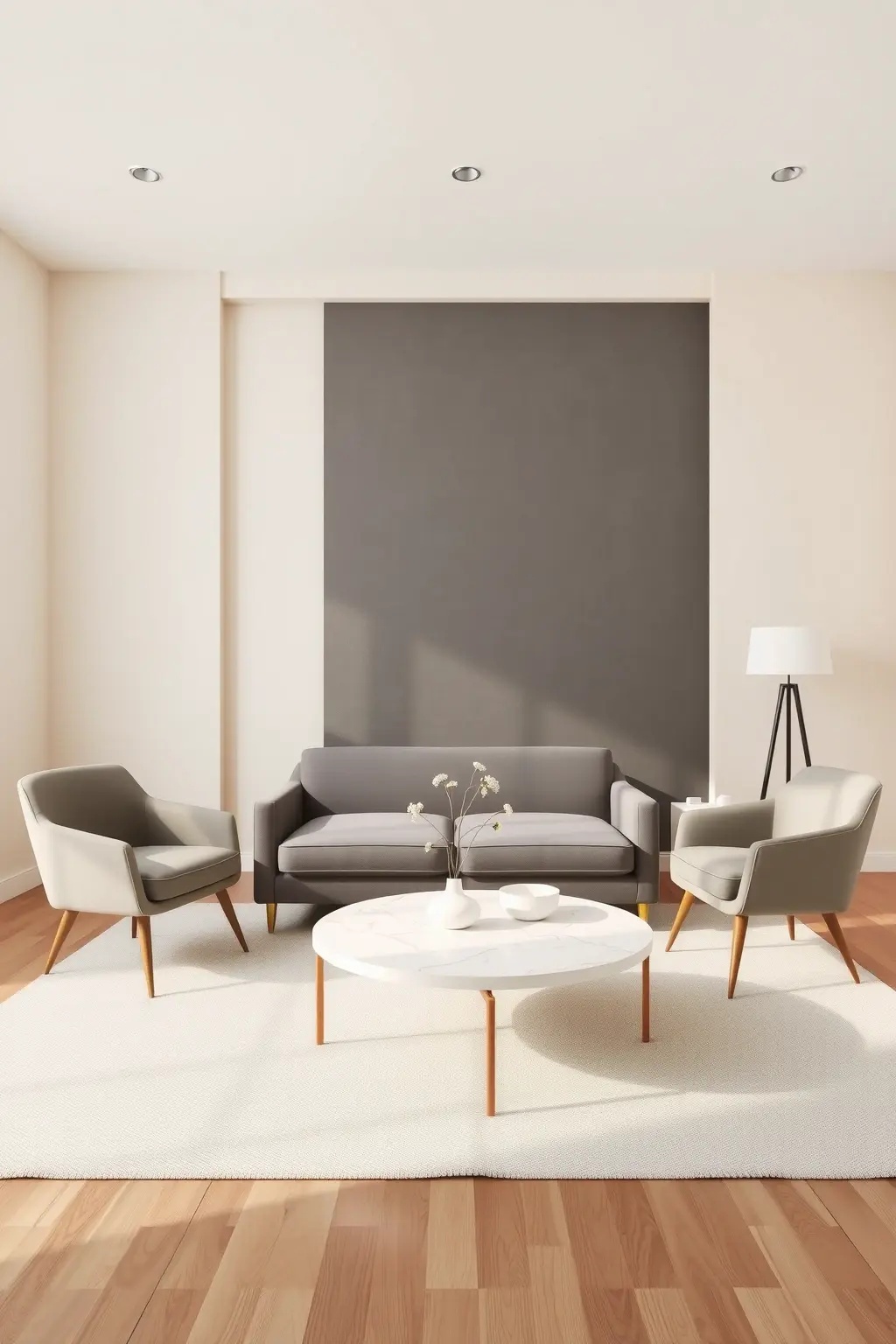 Charcoal Grey & Cream - Charcoal grey adds sophistication and depth to the lightness of cream. This pairing works beautifully in home offices or modern living spaces. Use charcoal for furniture or accent pieces, balancing the starkness with cream’s warm embrace to achieve a chic yet inviting environment.