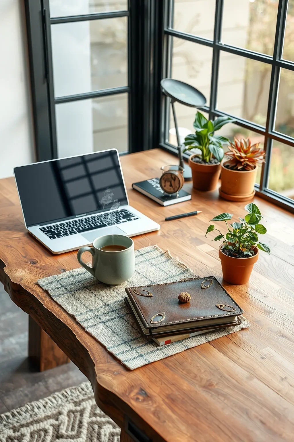 The Nature Desk - Bring the calming essence of the outdoors into your workspace with The Nature Desk. This is more than just a desk; it’s a living landscape where productivity blooms. Consider a sturdy wooden desk adorned with potted plants that thrive in low light, such as snake plants or pothos. Incorporate natural light with sheer window treatments, and add organic materials—like a corkboard made from reclaimed wood or a stone paperweight. The gentle presence of greenery not only beautifies your space but also uplifts your spirit, reminding you of the world beyond your screen.