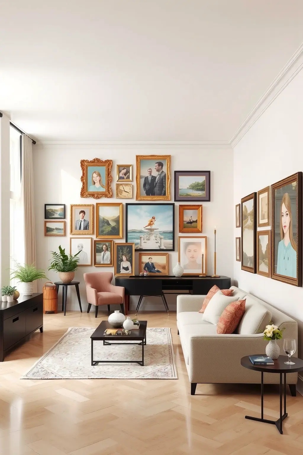 The Gallery of Memories - Curate a gallery wall that transcends conventional frames by incorporating three-dimensional elements. Instead of standard photographs, use shadow boxes filled with meaningful memorabilia, from travel souvenirs to handwritten letters. Each box tells a story, layered with textures that invite touch and curiosity. This artistic approach not only adds depth and intrigue but also serves as an interactive experience for guests, making your wall a narrative journey of cherished moments and treasured memories.