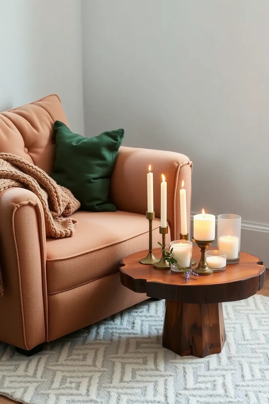 Candlelit Corner - Create an inviting nook with the Candlelit Corner approach, where smart lighting mimics the flicker of candles. This setup utilizes smart bulbs that can be programmed to replicate the warm glow of candlelight, paired with stylish lanterns or sconces. Arrange plush seating and textured fabrics to enhance comfort while the lighting casts delightful shadows in the room. With options for color variations, you can easily switch the ambiance from romantic to vibrant, all at the touch of a button. It’s a luxurious yet practical way to make your living room feel both cozy and elegant.