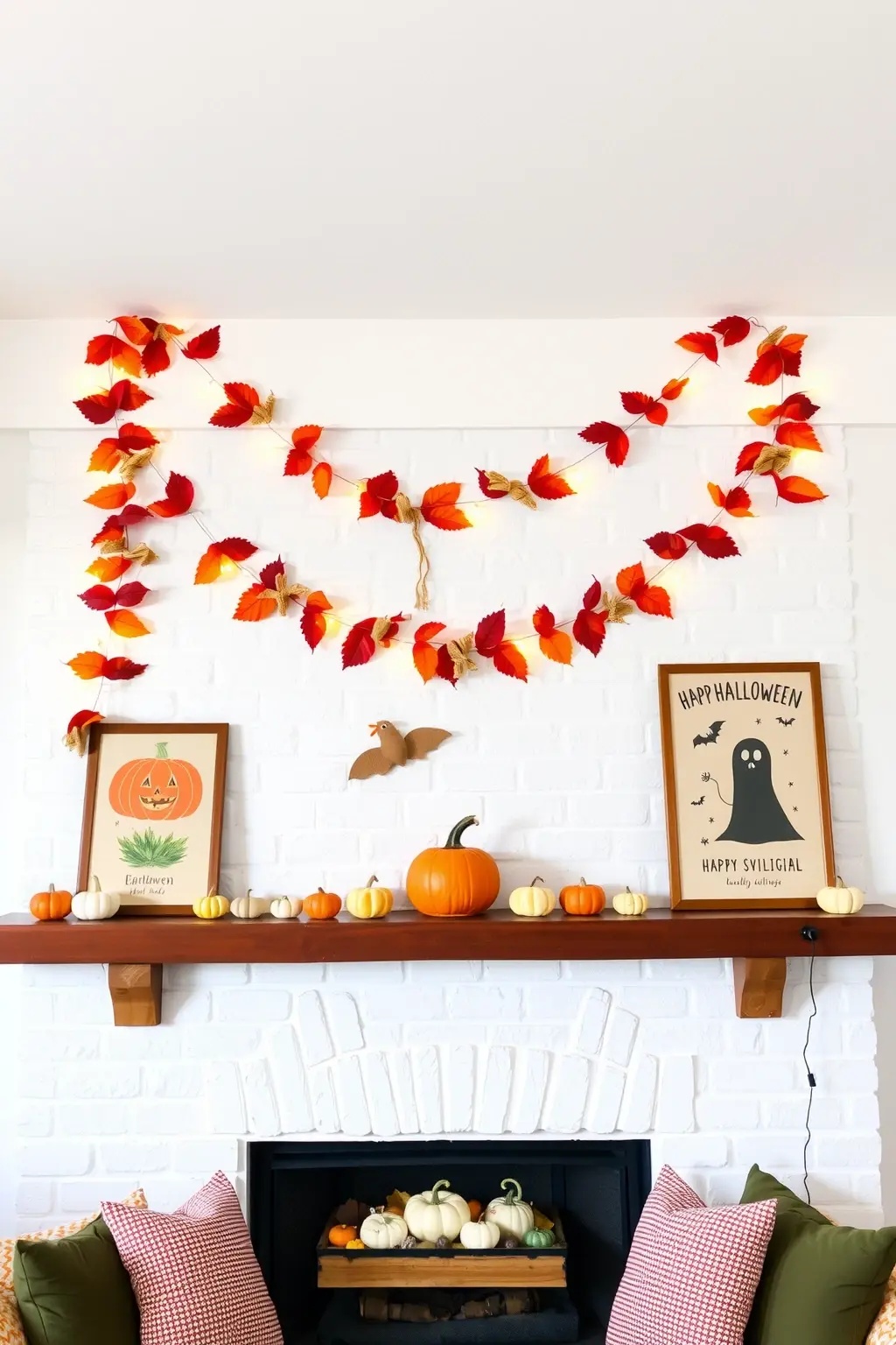 Fallen Leaf Garland - Bring the outdoors in with a nature-inspired leaf garland. Collect colorful fallen leaves from your yard or nearby park. Simply string them together with jute twine, alternating between leaves and small pine cones or acorns for added texture. Drape your garland along mantels, doorways, or window sills for a cozy nod to the season. It’s a simple yet inviting way to celebrate Halloween while keeping it earth-friendly!