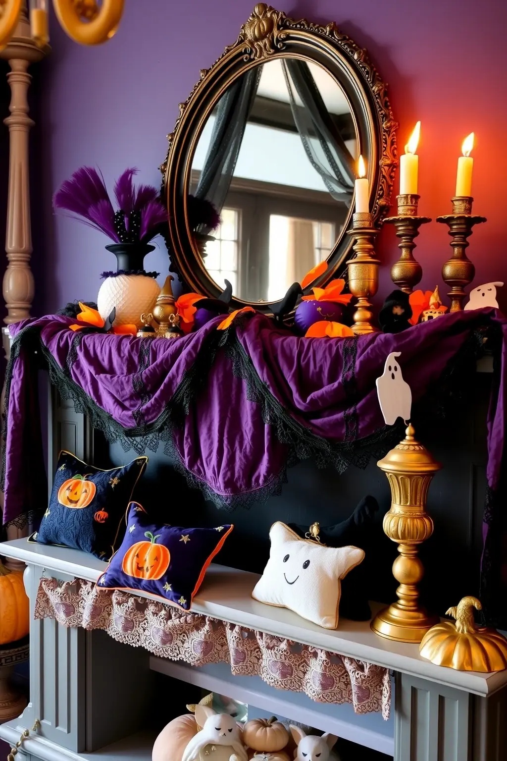 Luxe Layering - Incorporate different textures by using a plush fabric runner across the mantel. Combine velvet and linen for a rich tactile experience. Top this with a soft garland of eucalyptus intertwined with fairy lights, providing a warm glow that enhances the cozy atmosphere.