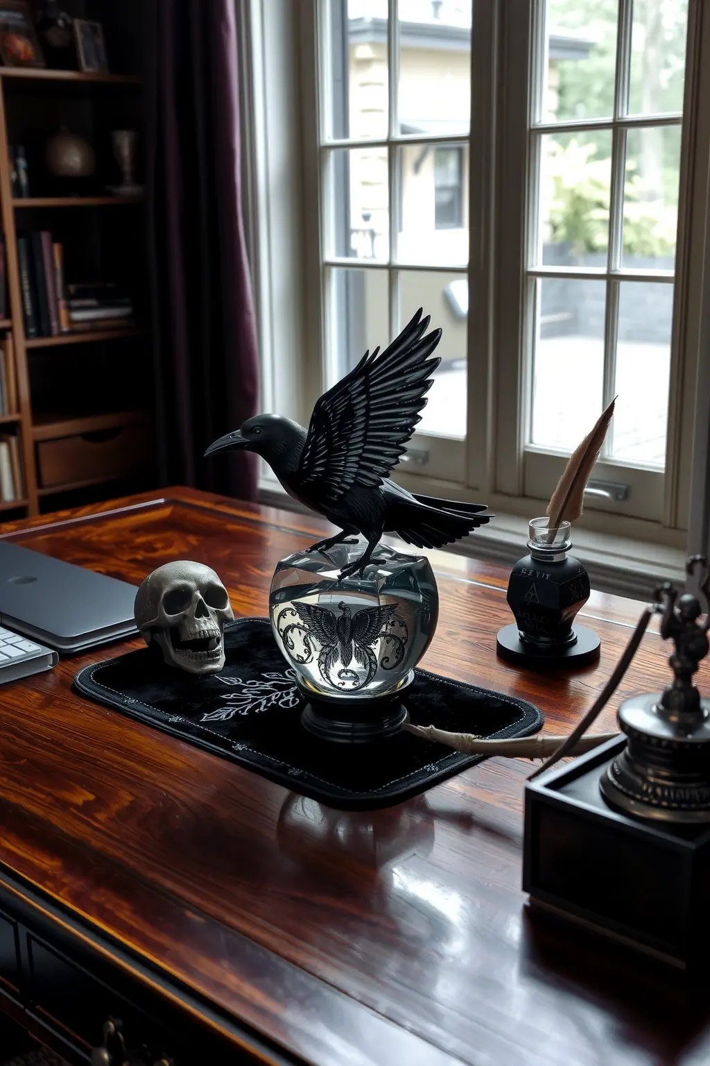 Hauntingly Elegant Paperweight: The Raven's Call - Nothing says 'intellectual depth' like a paperweight shaped like an intricately detailed raven. This striking accessory not only keeps your papers grounded but also serves as a talisman of inspiration — a reminder that dark beauty can stir profound thoughts.