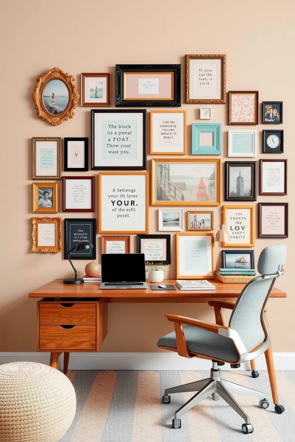 Inspiration Gallery Wall - Ditch the clean lines and embrace chaos with an inspiration gallery wall. Layer family photos, art from local markets, and even your kids' masterpieces. Use mismatched frames or none at all; the aim is to spark joy and creativity. It’s not about being perfect; it’s about being personal.