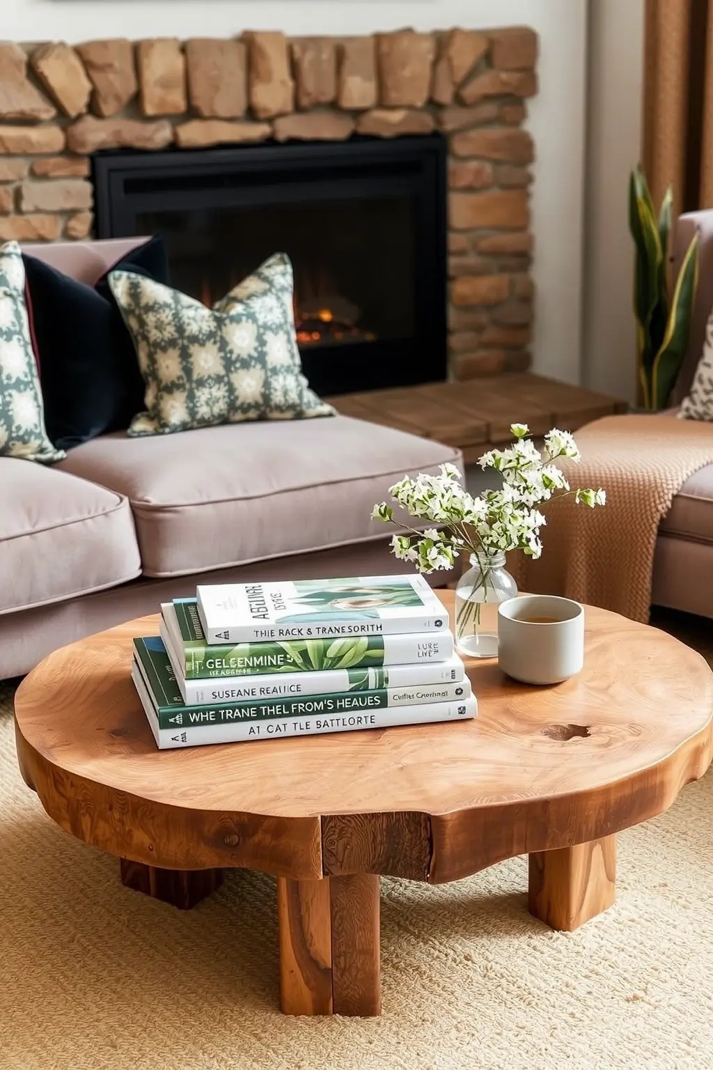 The Nature Nook - Incorporate natural elements like driftwood, pebbles, or a small terrarium. These organic pieces not only add texture but also tell a story of their own. Mix and match with your books and tray to bring an earthy vibe that softens the overall look—and smells great too!