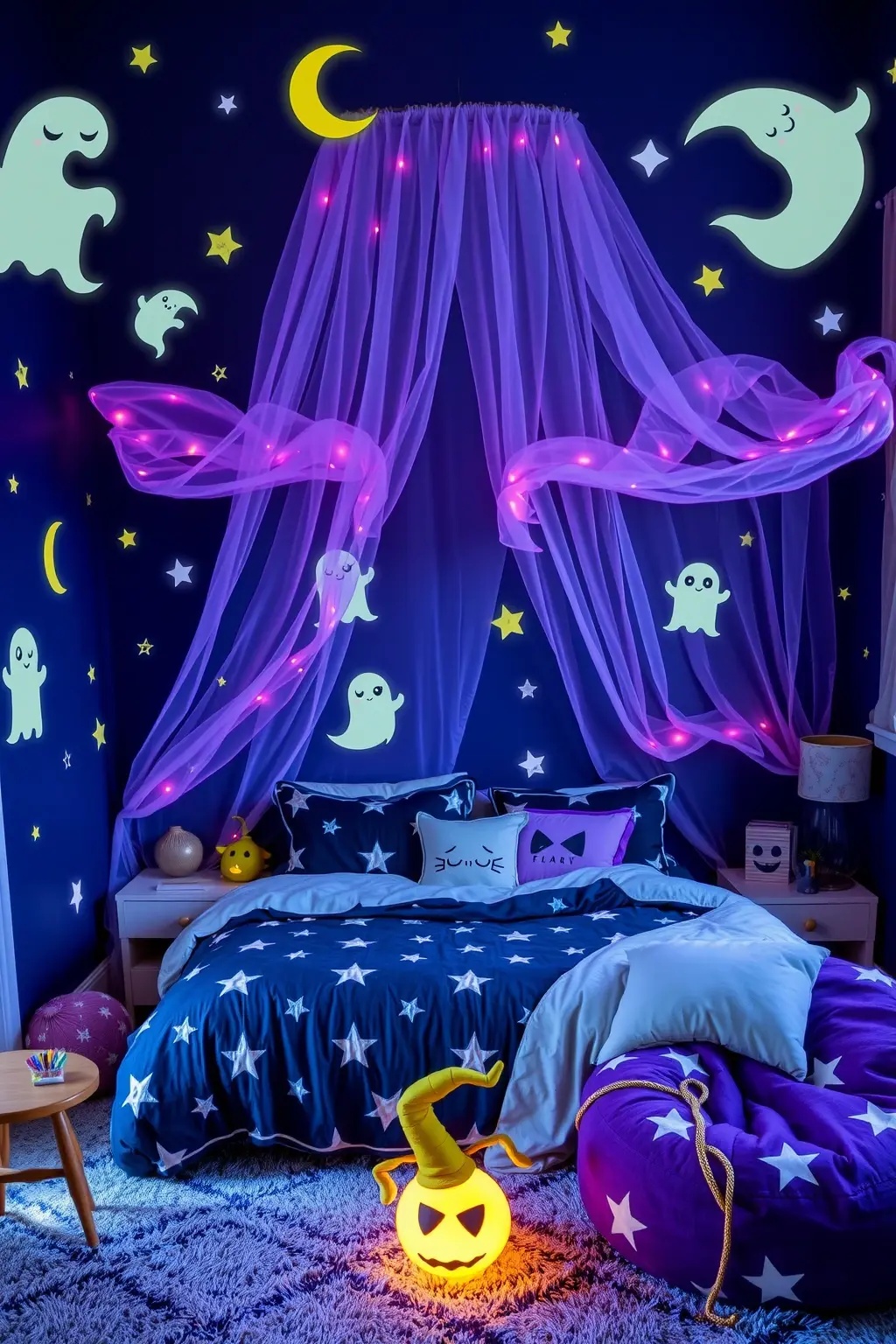 Starry Night Sanctum - Redefine your reading nook with a celestial twist. Adorn the ceiling with glow-in-the-dark stars that whisper to you as you drift into a haunting tale. Coupled with strategically placed bat stickers, your sanctuary becomes an immersive experience, a portal to a world where magic meets literature.