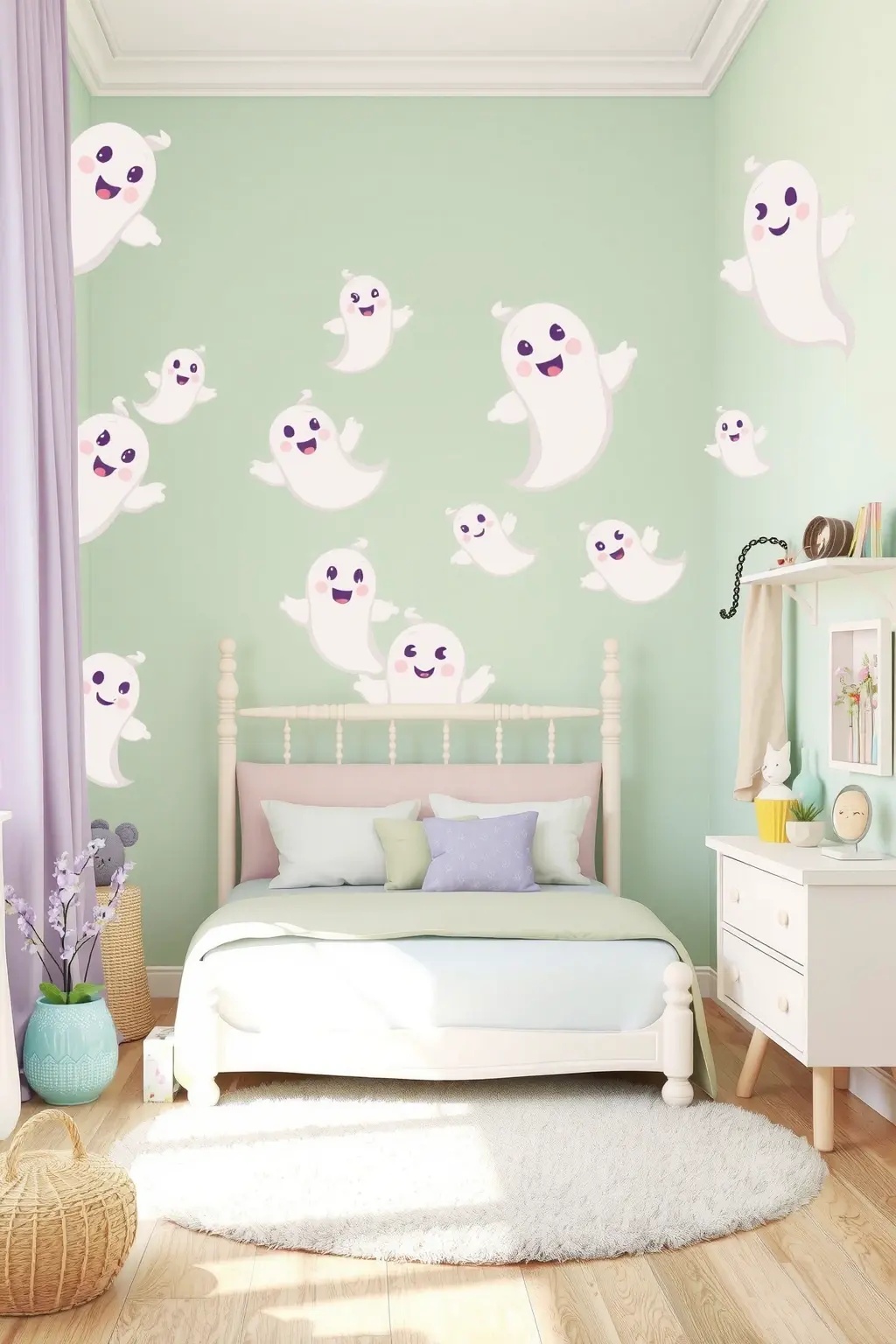 Wandering Spirits - Place ghost decals on unexpected surfaces like windows or mirrors, creating an illusion of wandering spirits. This playful approach adds depth and intrigue to your decor, leading guests on a whimsical journey throughout your home.