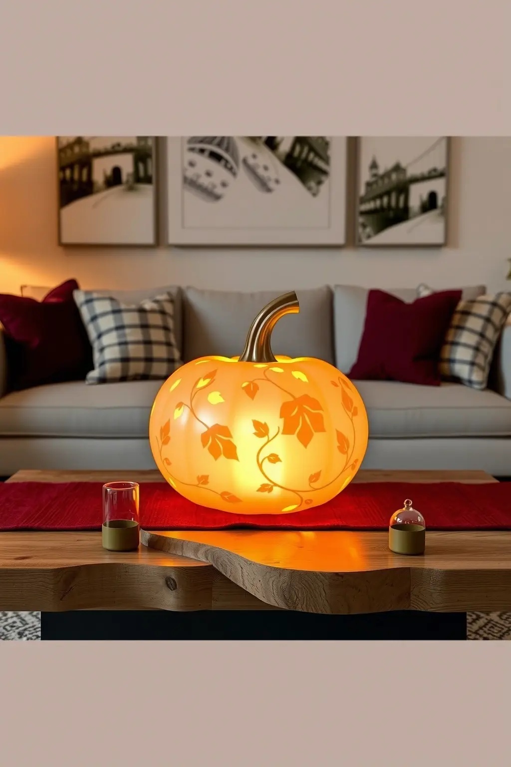 Backlit Pumpkin Art - Choose a few pumpkins of varying sizes and cut out intricate designs, then place LED strip lights behind them for a stunning backlit effect. This idea not only provides ambient lighting but also serves as unique artwork that celebrates the autumn season.