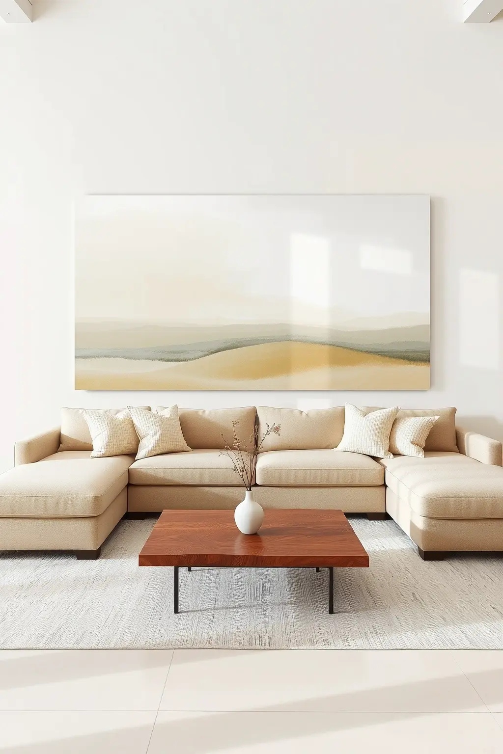 The Artful Canvas - Transform your neutral palette into an artful expression with low furniture that doubles as functional pieces. Think of a sleek, low coffee table adorned with chic books and sculptural pieces. Use clean lines to frame abstract artwork that draws the eye upward. The Artful Canvas approach emphasizes simplicity while showcasing your personal style in the most inviting way.