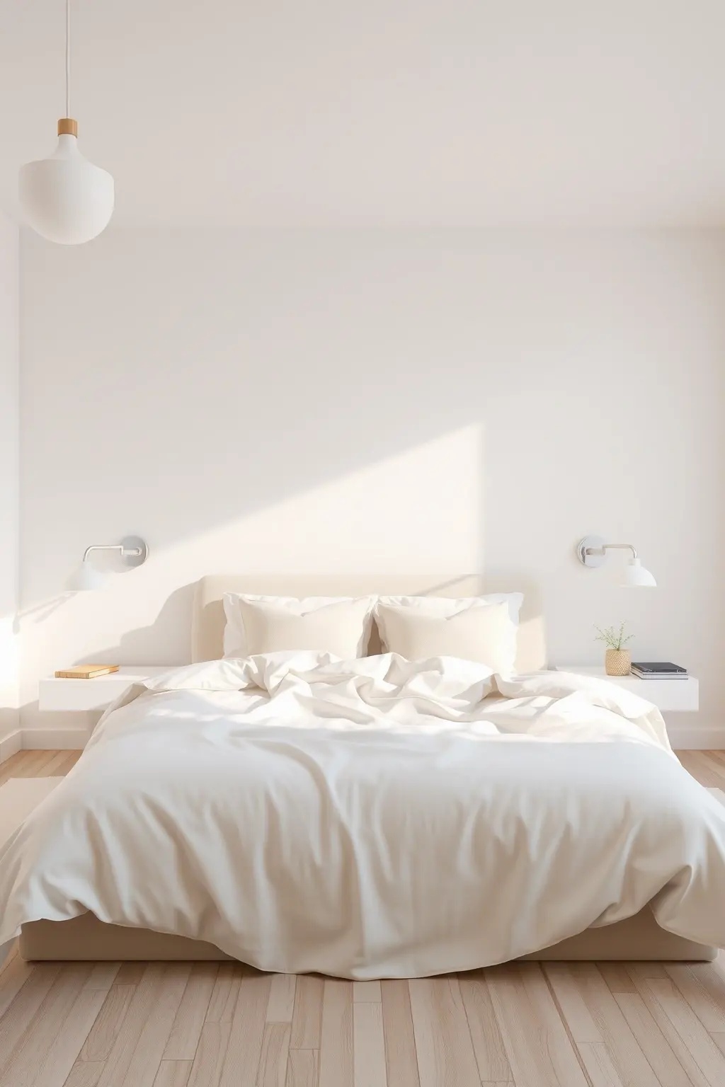 Mood Lighting Mastery - Install dimmable lighting to create a versatile ambiance. Soft lighting enhances the purity of white linen while highlighting the artistry of your chosen artwork, allowing the space to shift from tranquil mornings to cozy evenings effortlessly.