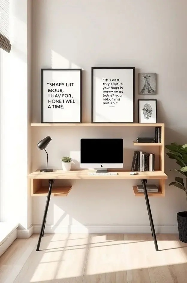 Shelf Stories: Layered Wisdom - Integrate minimalist quotes into your bookshelf decor. Layer black-framed quotes between books and plants, allowing them to peek through like whispers among the pages. This design idea subtly infuses motivation into your reading space, reminding you to pursue knowledge and creativity in every endeavor.