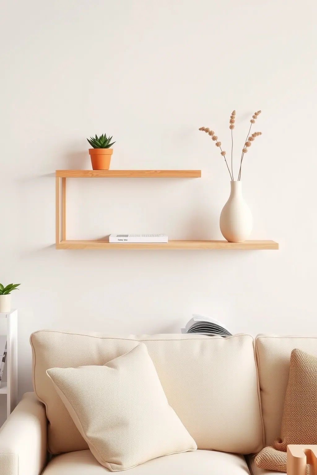 The Serenity Shelf - Opt for open shelving made from natural materials to showcase only the essentials. Curate a collection of minimalist decor items that speak to your soul—simple pottery, indoor plants, and a few cherished books to inspire calm amid the chaos.