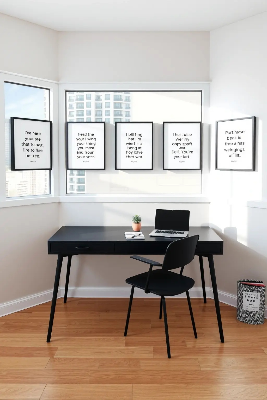 Window View: Light and Quotes - Position a striking black-framed quote on the windowsill where sunlight dances. As natural light illuminates the words, they become a beacon of inspiration. Every glance out the window paired with a glance at your mantra encourages reflection, balance, and a renewed sense of purpose.