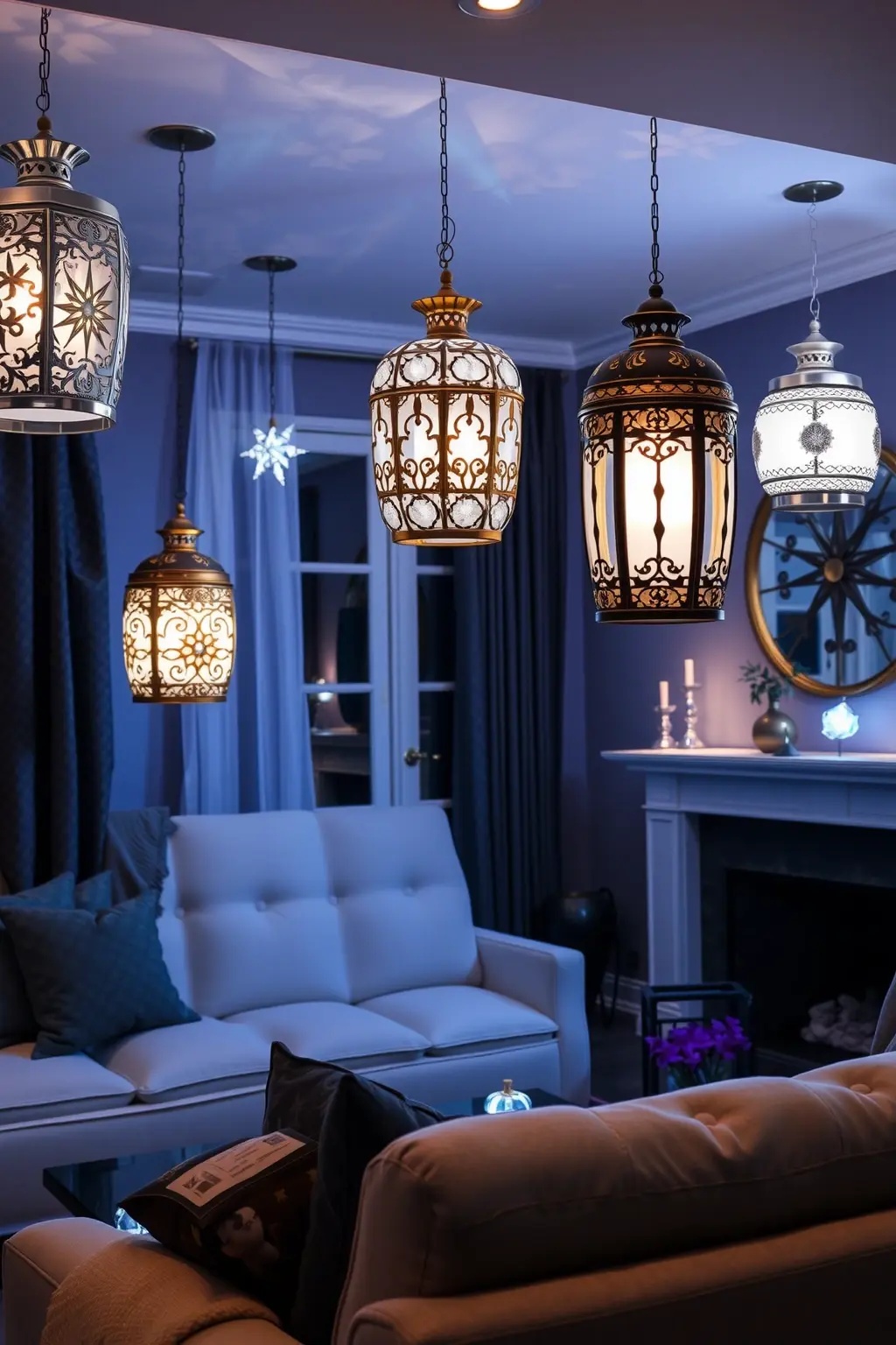 Celestial Lanterns: Ghostly Light Show - Illuminate your yard with lanterns crafted to resemble floating ghosts. Use LED lights encased in sheer white fabric shaped like ghostly figures. Hang them from trees or line your walkway to create a stunning visual path. This unique lighting feature not only enhances visibility but also adds an enchanting glow that captivates onlookers and heightens the Halloween spirit.