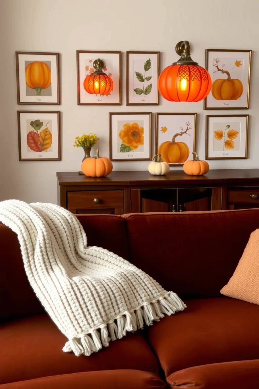 Pumpkin Spice Glow - Integrate the quintessential symbol of fall with sconces shaped like pumpkins. Opt for a matte finish in soft orange hues, and pair them with rustic fixtures. When illuminated, they provide a warm, inviting glow that radiates seasonality and charm.