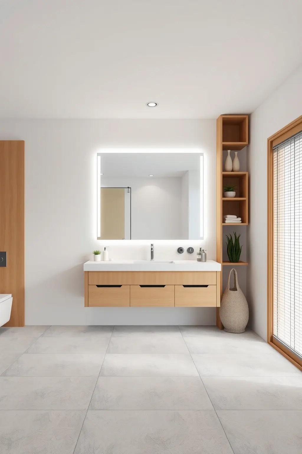 Smart Style, Smart Storage - Incorporate floating shelves around your smart mirror to blend functionality with aesthetics. Store your favorite skincare products and decorative plants for that curated look. Choose colorful storage boxes to add personality, making it a joyful corner of your home where style meets smarts!