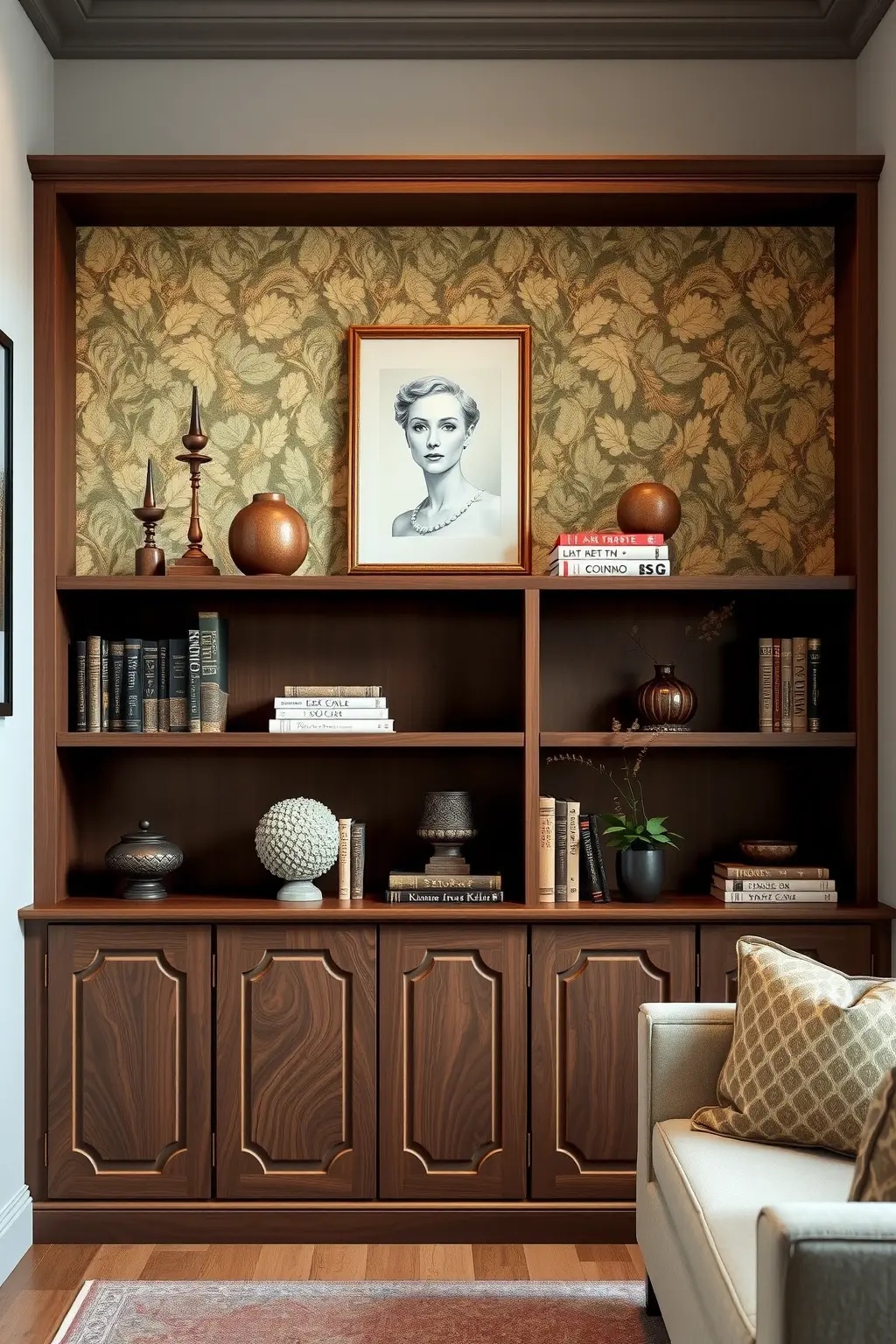 Timeless Textured Bookshelf - Infuse life into your library with a hand-painted bookshelf that features textured, layered patterns. This piece not only showcases your literary collection but also adds visual interest, encouraging a love for reading in an inviting, artful way.