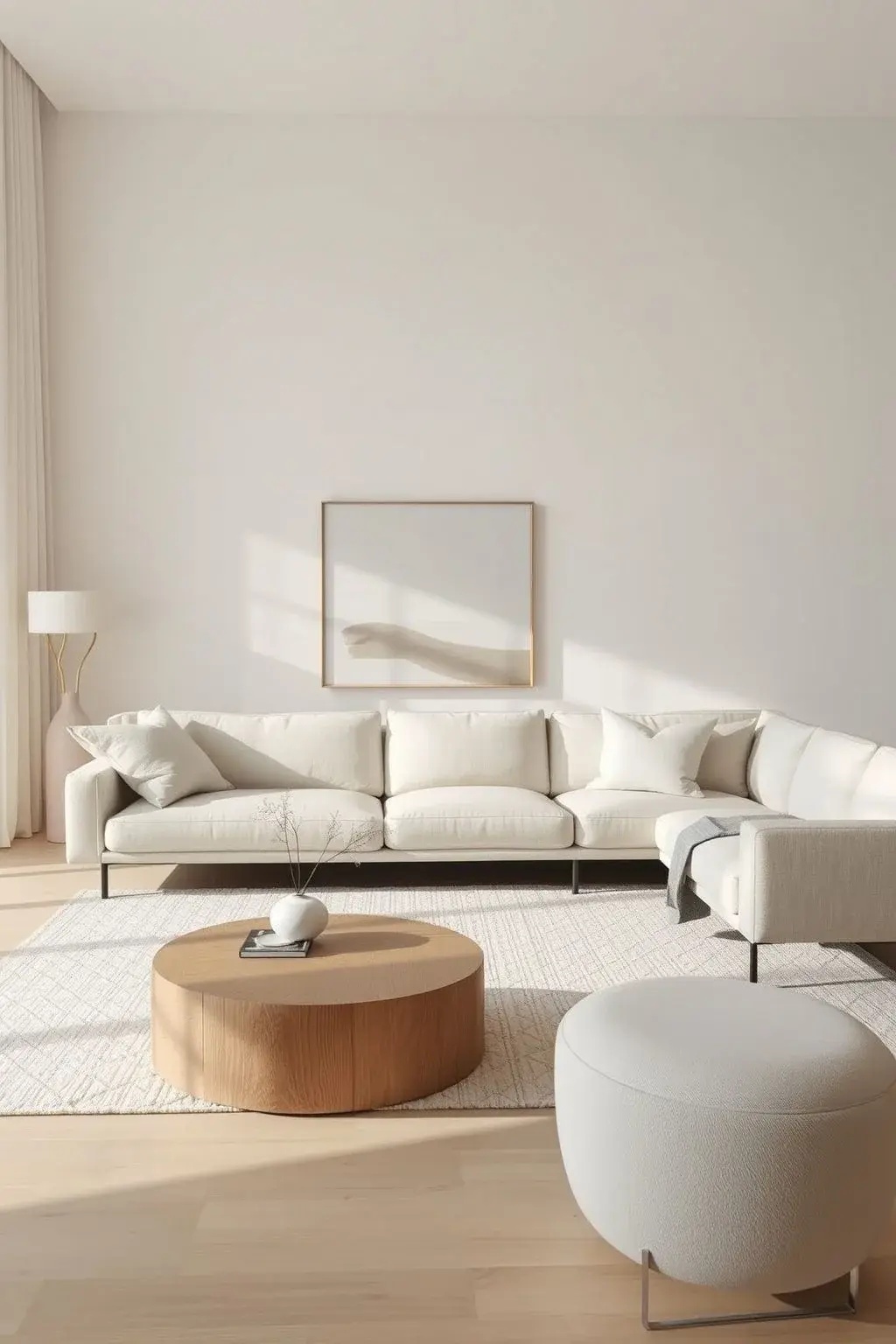 Timeless Tranquility - Create a timeless living room that exudes peace and serenity. Opt for low furniture with classic, clean lines in soft, neutral shades. Accent with subtle metallics and smooth ceramics to elevate the look without overwhelming it. Timeless Tranquility is all about finding balance—where each element contributes to a calming atmosphere that beckons you to unwind.