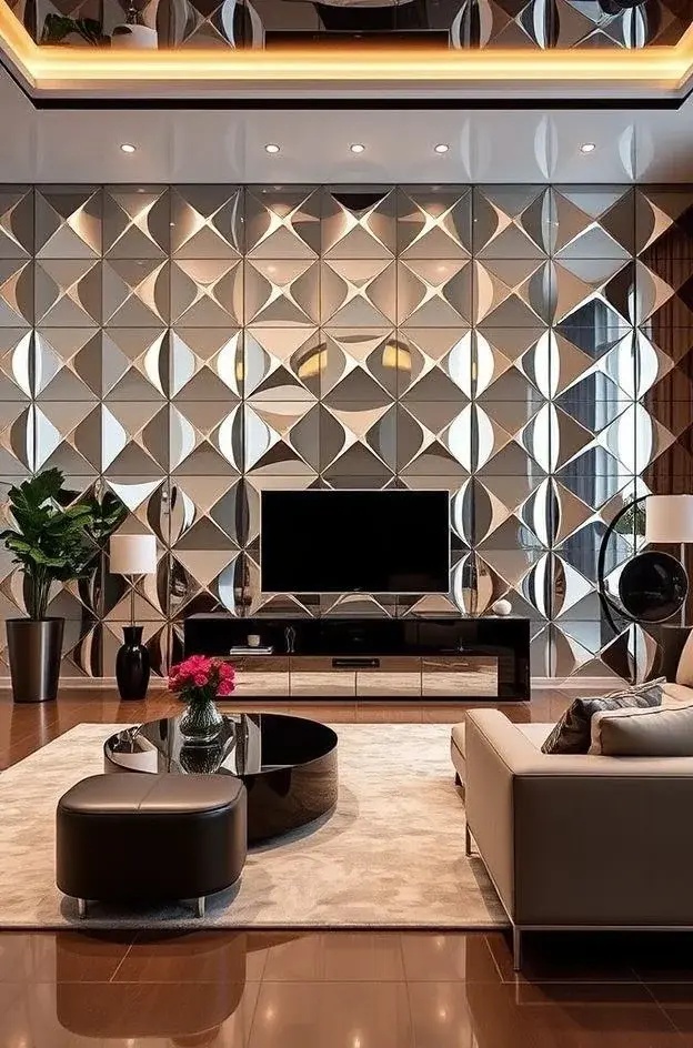 The Glamorous Wall of Illusions - Turn your wall into a statement piece with a daring mural that conceals a flat-screen TV! Create a custom piece of art that can be magnetically pulled down or rolled away, revealing your tech underneath. This dramatic flourish not only provides a conversation starter but also keeps your living space looking chic and clutter-free. Embrace vibrant colors and abstract shapes for the ultimate visual treat!