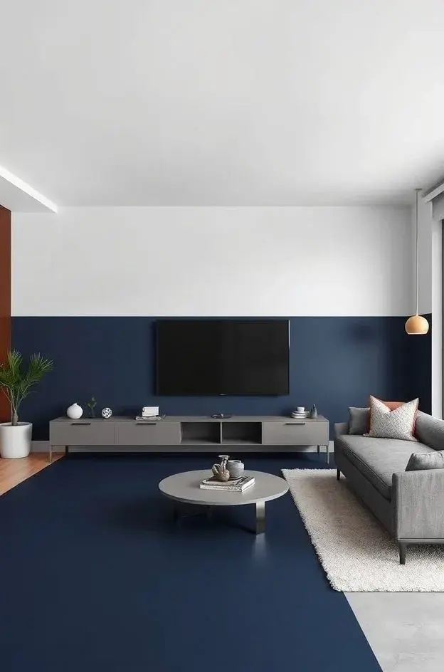 Bold Boundary - Create a dramatic impact with deep navy blue paired with crisp white. This bold contrast draws the line between elegance and whimsy, perfect for a dining room that encourages lively conversations. The navy envelops the space in sophistication while the white provides balance, making it a perfect backdrop for memorable meals.