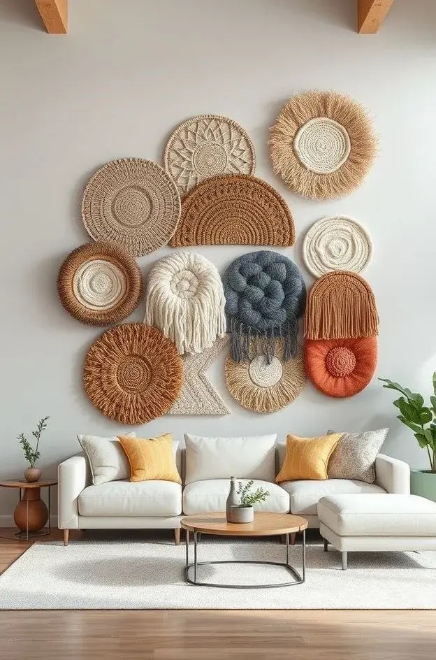 Functional Fragments - Incorporate fiber art panels with integrated shelving. These pieces serve dual purposes—adorn the wall while offering practical storage for books or decor, embodying beauty and utility.