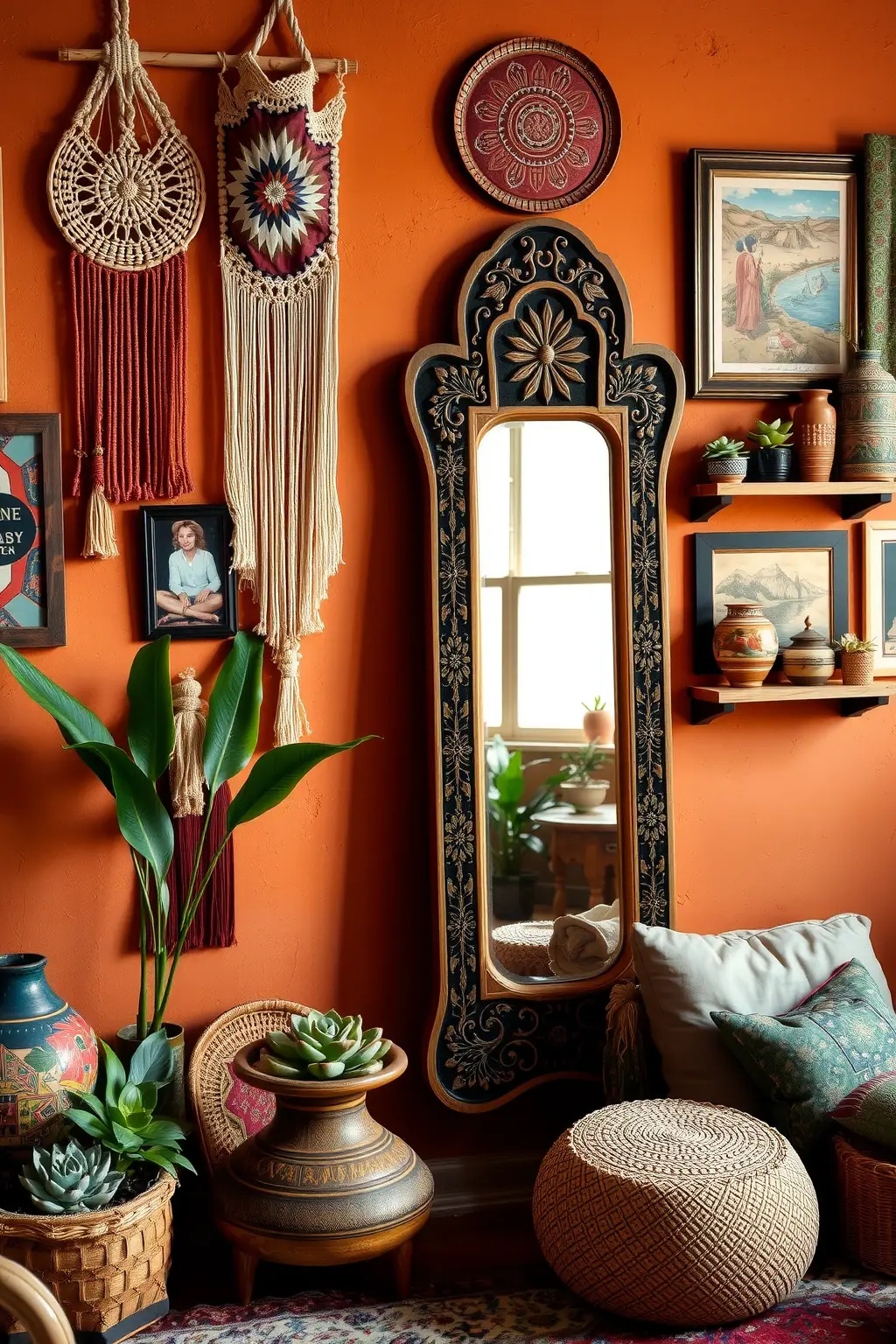 Bohemian Haven - Embrace a free-spirited vibe with a carved mirror that showcases intricate ethnic patterns. When placed in your living room, it fosters creativity and connection, making it the perfect gathering spot for friends and family to share stories and laughter.