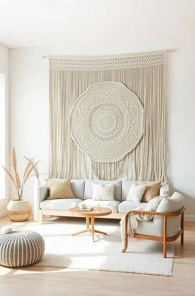 The Textural Tapestry - Incorporate a large textile art piece—think woven wall hangings or fabric panels. This not only adds warmth and depth but also acts as a sound dampener. Hang it behind a console table or above a bed, allowing its tactile quality to invite touch. Pair with warm lighting to create a cozy atmosphere that feels both inviting and sophisticated.