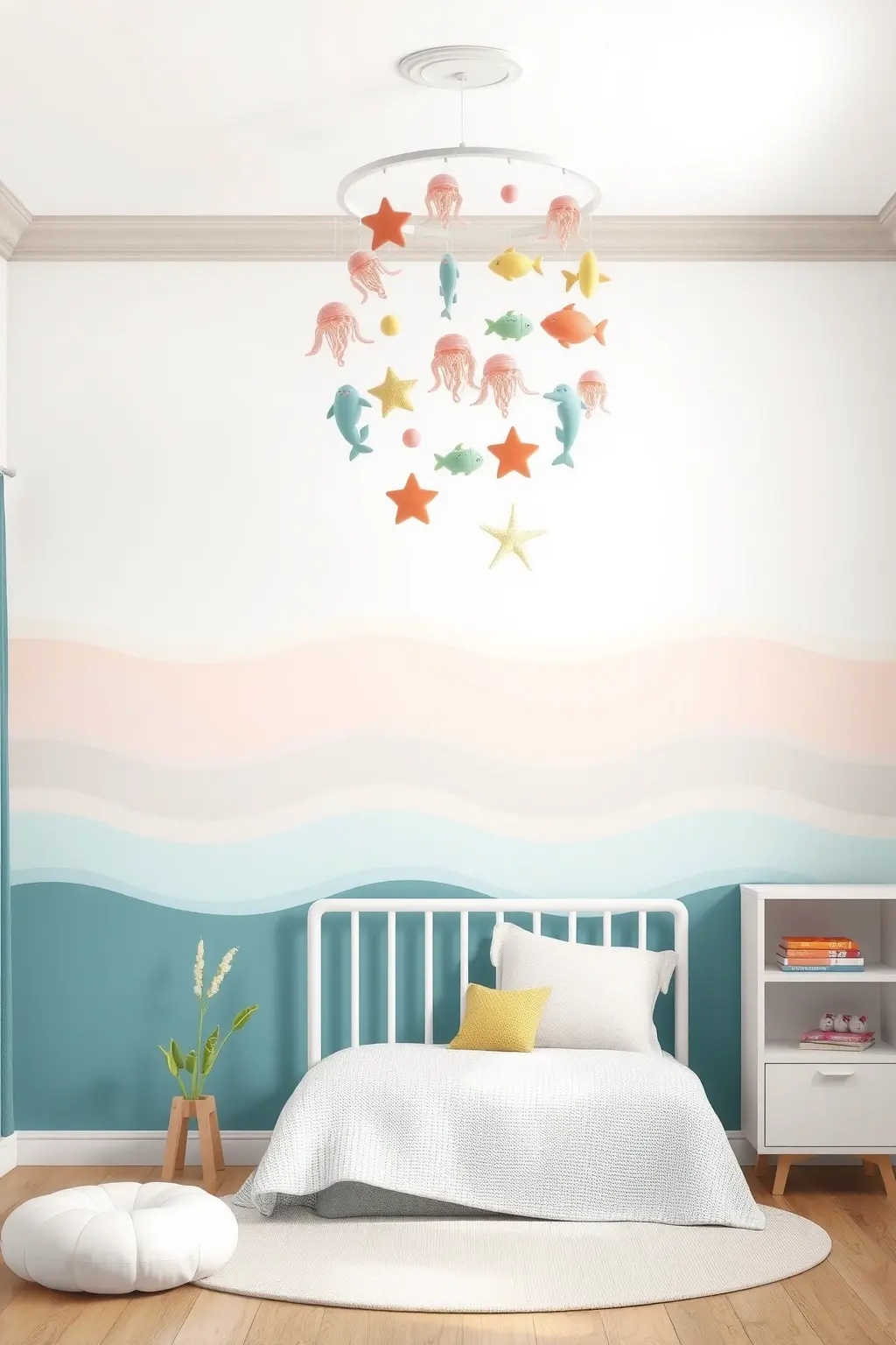 Oceanic Reverie - Dive into tranquility with this mobile inspired by the depths of the sea. Featuring charming marine creatures and cascading waves, it brings a sense of calmness and whimsy to any room, making it perfect for spaces where relaxation is key.