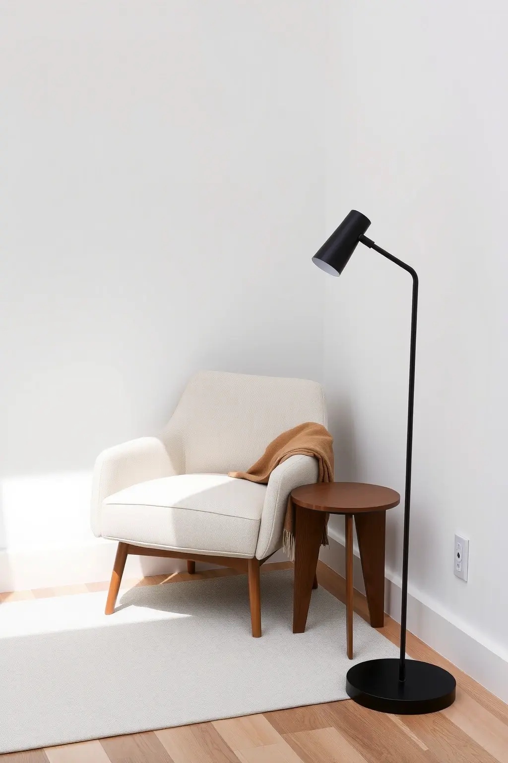 Bespoke Corner Retreat - Reclaim your corners! Craft a bespoke corner retreat with a built-in bench that hugs the wall, adorned with plush cushions and a sleek table for your favorite book or beverage. This space, defined by its clean lines and inviting comfort, encourages you to unwind and enjoy life’s simple pleasures. Add a striking floor lamp that punctuates the area with light, creating an intimate nook that wraps you in warmth.