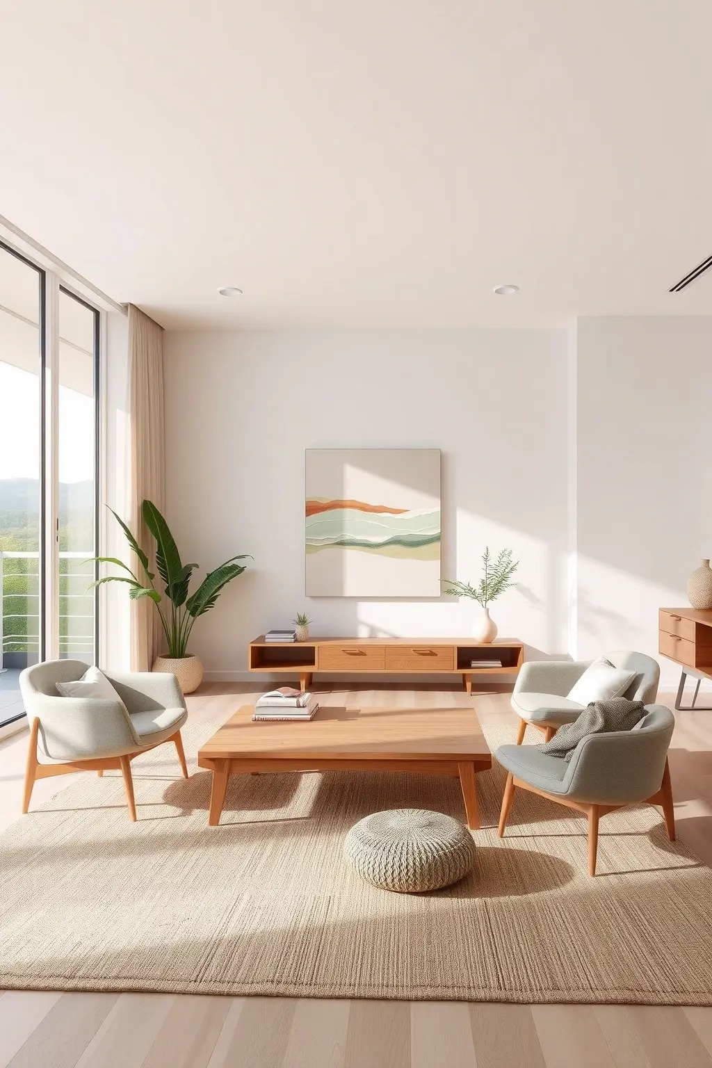 Nature’s Canvas - Break the fourth wall by bringing the outdoors in. Install large, expansive windows or folding glass doors that blur the boundaries between inside and outside. Surround yourself with potted plants and natural elements, celebrating the sun as the ultimate artist.